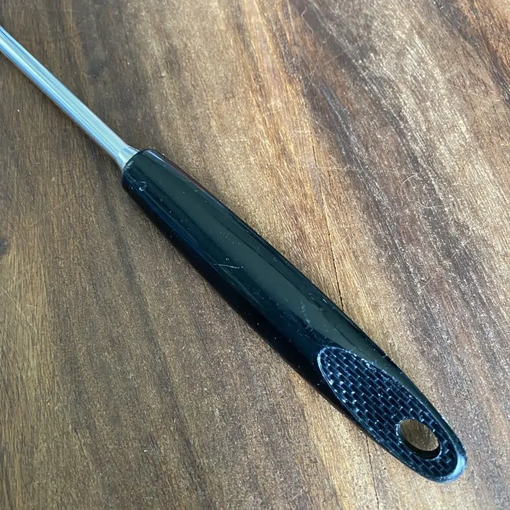 Vintage Ekco Metal Slotted Spatula Chrome Black Handle 13